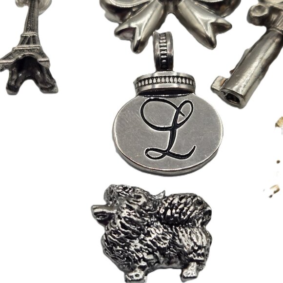 6 Charming Charms Eiffel Tower Bow Keys L  Wishing Well Chow Dog Silver & Gold - Picture 5 of 10